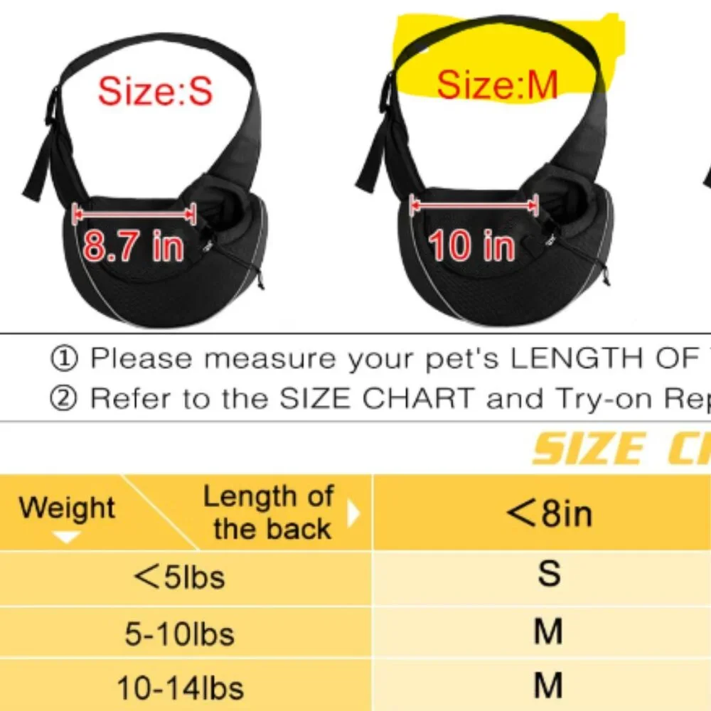 Yudodo slingback dog/cat carrier, breathable mesh, M